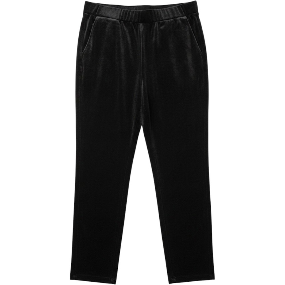 LOFT Velvet Pull On Pants Womens Large Black Tapered Leg Elastic Waist Holiday